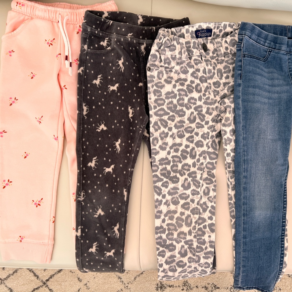 5 pieces jeans, leggings, pants for 4/5 Y toddler girls, H&M, Children’s Place…